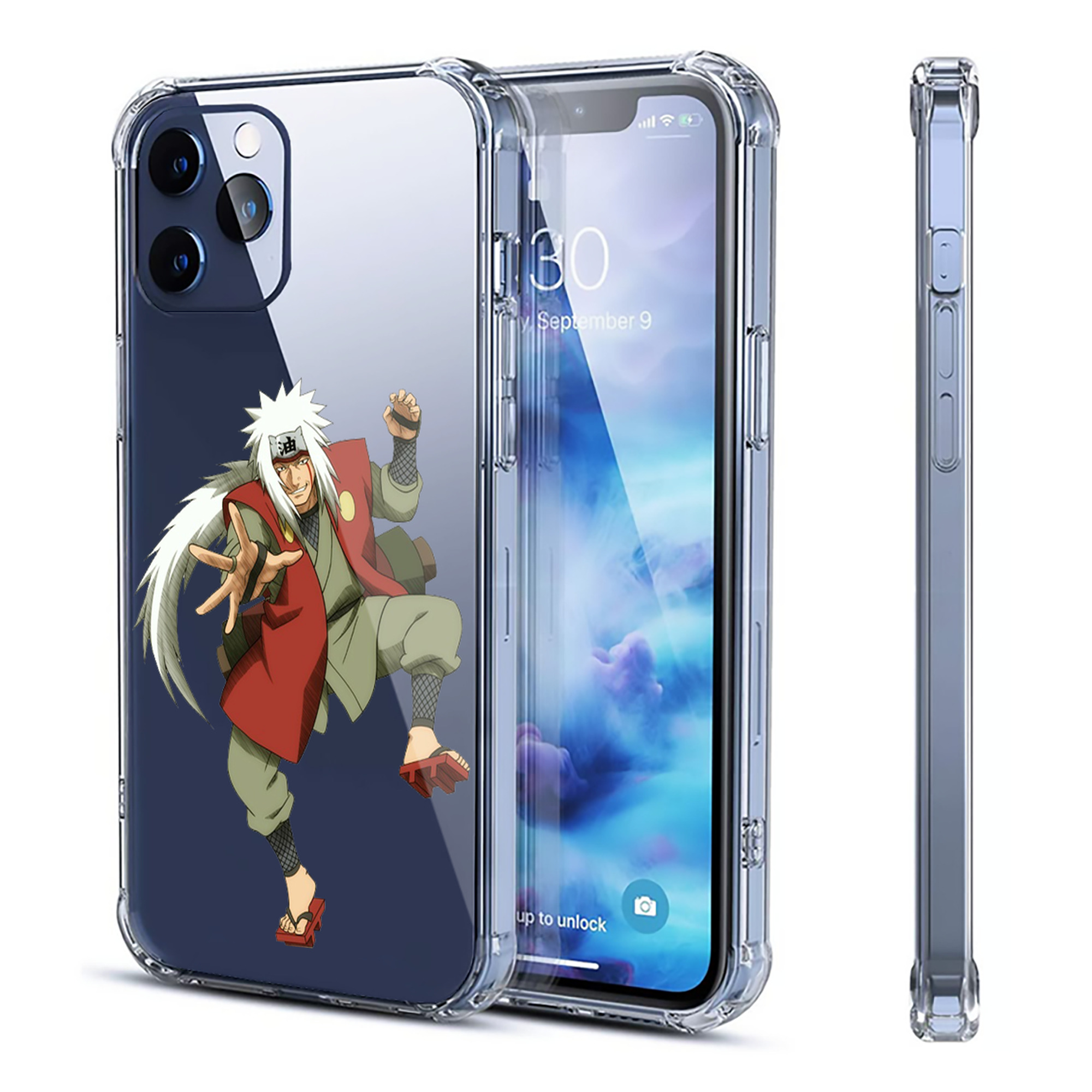 （画像用） NARUTO -ナルト- 自来也（じらいや） Jiraiya 【iPhone 12シリーズ対応】透明スマホケース（クリアソフトケース）